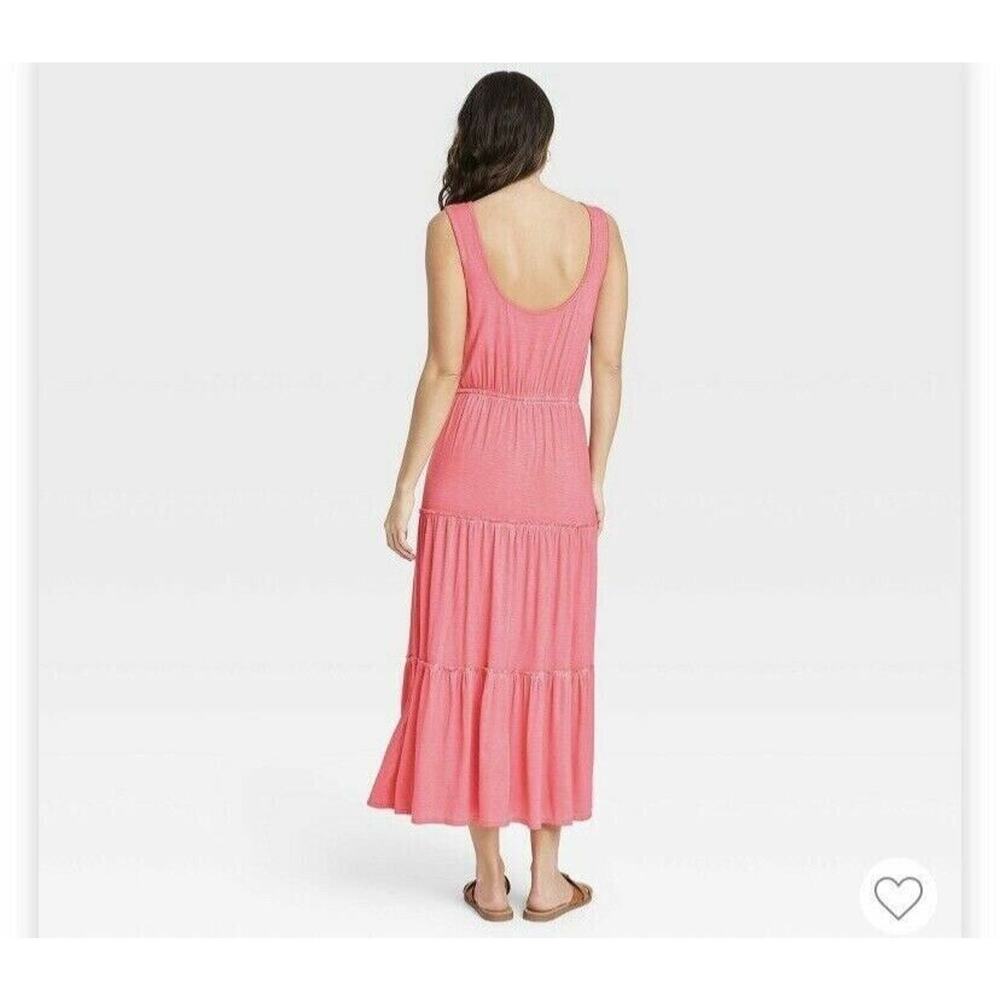 Knox Rose Womens sz S Maxi Dress Pink Tiered Boho peasant career travel comfy - Picture 2 of 7
